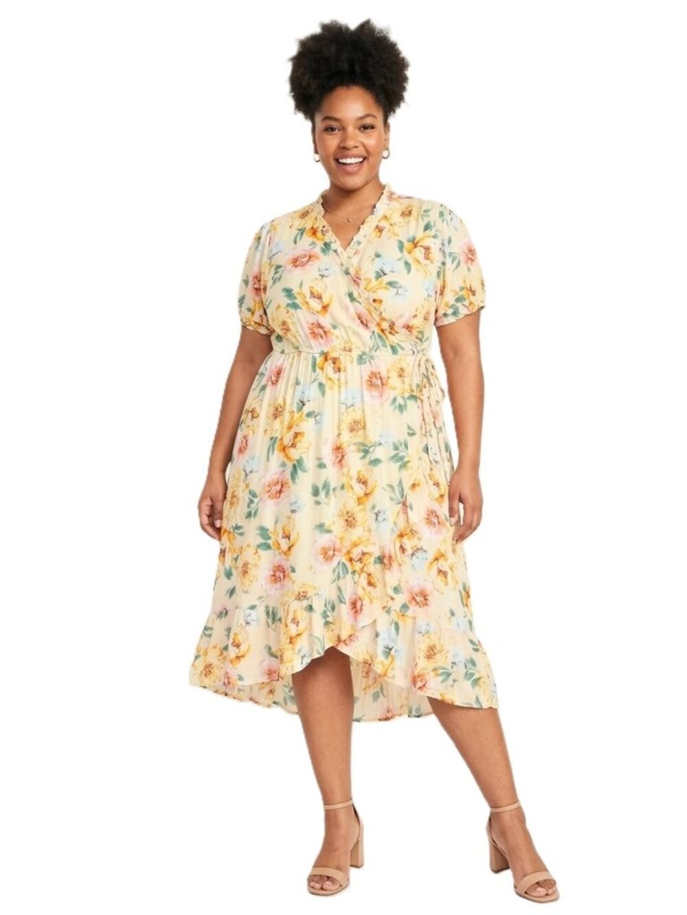 OLD NAVY Waist-Defined Ruffled Tie-Belt Midi Wrap Dress. Plus Size 4X